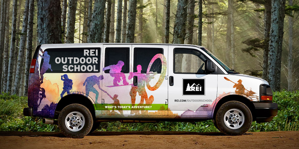 REI outdoor school vehicle wrap